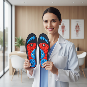 make her holding the biobalance reflex soles in my product images